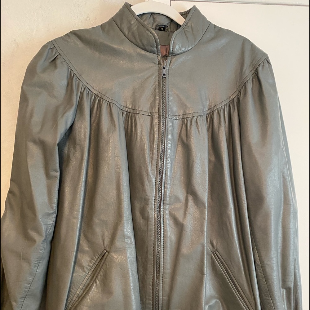 Womans Leather Warehouse grey leather jacket (size 14)